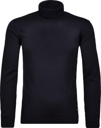 Ragman Rollkragenpullover RAGMAN, Herren, Gr. 56, blau (dunkelblau, 711), Strick, 100% Wolle, hoch geschlossener Ausschnitt, Pullover Rollkragenpullover