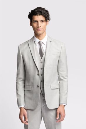 Ted Baker Mens Single Breasted Long Sleeve Two Button Slim Fit Suit Jacket in Silver Wool - Size 46 (Chest)