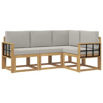 vidaXL Conjunto De Sof&aacute;s De Exterior 4 Pcs Blanco Y Gris Claro Vidaxl