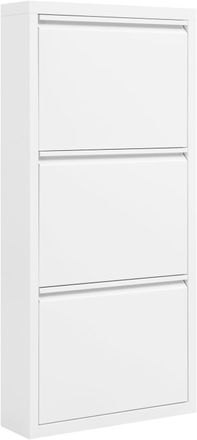 Woltu Woltu Zapatero 3 Puertas Estantes Met&aacute;licos 50x15x106cm Blanco