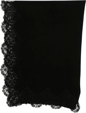 Ermanno Scervino Accessoires, Dames, Zwart, ONE Size, Wol, Cashmere Stole met Rebrod&eacute; Kant van Wol