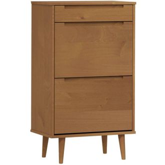 vidaXL Shoe Cabinet MOLDE Brown 59.5x35x103 cm Solid Wood Pine vidaXL