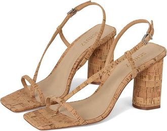 Schutz Heloise Block Womens Sandals Natural/Light Wood : 8.5 M, Leather