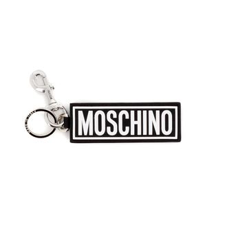 Moschino Contrast Logo Sleutelhanger Zwart/Wit - Heren - Sleutelhangers & Tashangers - Zwart - ONE Size - Leer - Accessoires