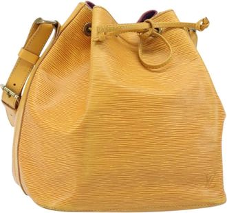 Louis Vuitton Petit Noe Monogram Canvas Yellow Leather Handbag (Pre-Owned)