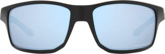 Oakley 61mm Polarized Rectangle Sunglasses in Matte Black/Prizm Deep Water at Nordstrom