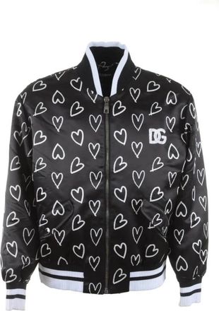 Dolce & Gabbana Hearts Bomber Jacket - Heren - Bomber jackets - Zwart - XL - Polyester - Jassen