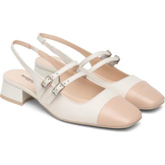 Nero Giardini Slingback Cap Toe Pump in White/Blush at Nordstrom, Size 8Us