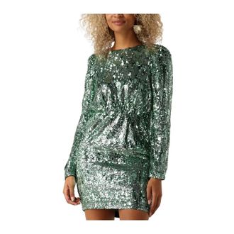 Selected Groene Mini Jurk met Pailletten - Dames - Feestkleedjes - Groen - S - Pailletten - Kleedjes