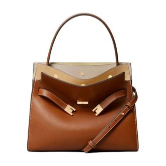 Tory Burch Tassen, Dames, Bruin, ONE Size, Leer, Kleine Lee Radziwill Double Tas