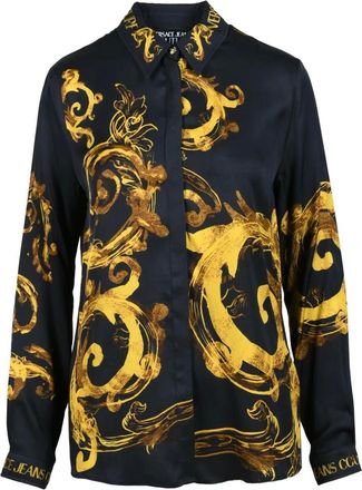 Versace Jeans Couture Shirts, female, Black, Size: S Elegant Viscose Shirt