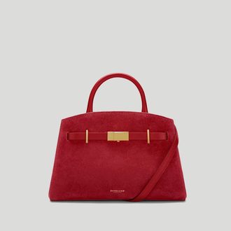 DeMellier The Small Hudson in Berry Red Suede Leather Crossbody bag