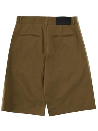 Msgm Logo Patch Cotton Shorts - Green