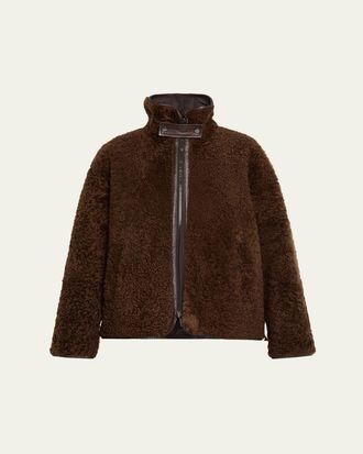 Brunello Cucinelli Curly Shearling Reversible Coat