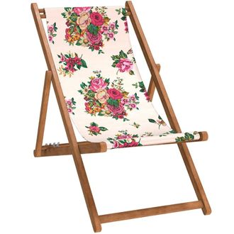 Vent de Boh&egrave;me Silla plegable de haya con estampado floral blanca