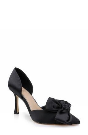 Badgley Mischka Sidney Pointed Toe dOrsay Pump in Black Satin at Nordstrom Rack, Size 6