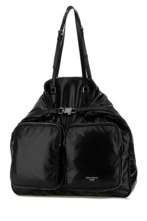 Dolce & Gabbana Mens Black Leather Shopping Bag Nero Vitello Zaini