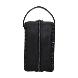 Valentino Garavani Studded Leather Clutch Bag with Shoulder Strap