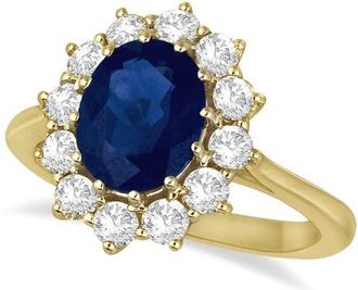 Allurez Oval Blue Sapphire & Diamond Accented Ring 14k in Yellow Gold at Nordstrom, Size 8
