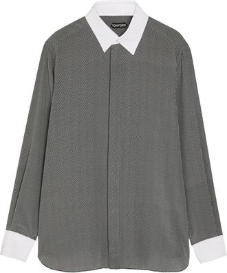 Tom Ford Sharkskin Printed Silk Shirt - Black And White - 40 (C15.75 / M)