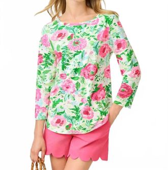 Lilly Pulitzer Key West 3/4 Sleeve Top In Multi Poppy Party