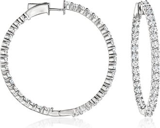 Ross-Simons Diamond Inside-Outside Hoop Earrings in 14kt White Gold
