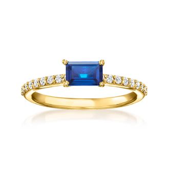 RS Pure by Ross-Simons Lab-Grown Sapphire Ring With. Lab-Grown Diamonds in 18kt Gold Vermeil