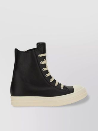 Rick Owens leather high-top sneaker contrast sole