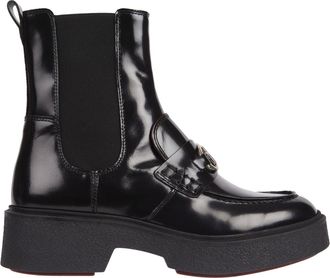 Tommy Hilfiger Black Leather Hardware Detail Boots