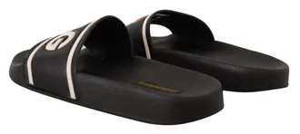 Dolce & Gabbana Womens Black Leather I Love D&g Slides Sandals Top
