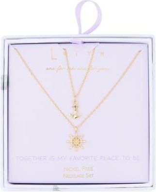 Leith You & Me Set of 2 Anchor & Wheel Pendant Necklaces in Gold at Nordstrom Rack