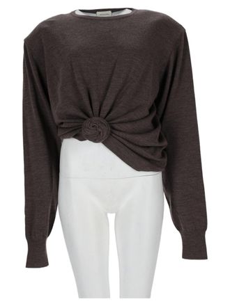 Magda Butrym Gathered Knot Long-Sleeve Wool Top