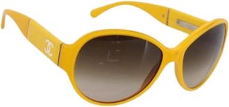Chanel Pre-owned Acetate Zonnebrillen - Dames - Vintage Accessoires - Geel - ONE Size - Vintage