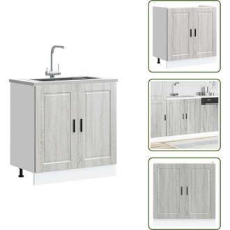 vidaXL The Living Store Mobile base lavello Porto Grigio Sonoma 80x46x81,5cm Truciolato - Armadio da cucina