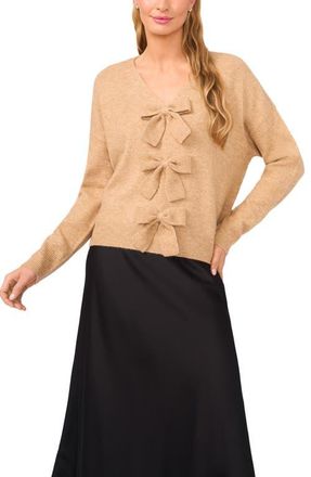 CeCe by Cynthia Steffe Bow Front Sweter in Latte Heather at Nordstrom, Size X-Small