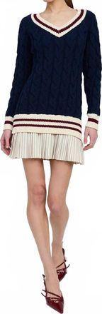 En Saison Womens Knox Mixed Media Mini Dress In Navy