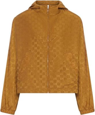 Gucci GG Nylon Jacket - Dames - Zomerjassen - Bruin - S - Nylon - Jassen