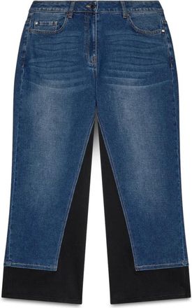 Fiorella Rubino Cropped Jeans met tweekleurige details - Dames - Regular Fit Jeans - Blauw - 6XL - Katoen - Jeans