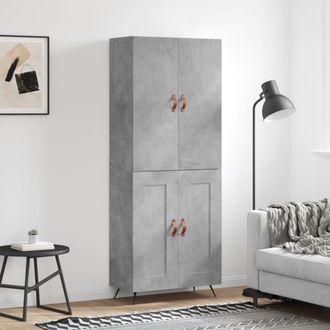 vidaXL Vidaxl - Aparador Alto Madera Contrachapada Gris Hormig&oacute;n 69,5x34x180 Cm