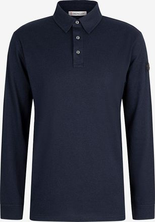 Moncler Langarm-Polohemd aus Baumwoll- und Kaschmirjersey