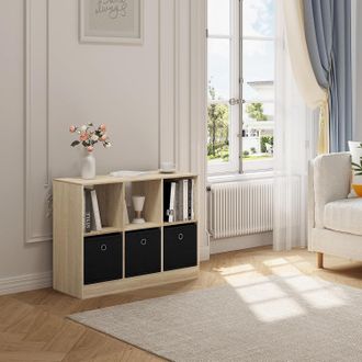 Woltu Woltu - Librer&iacute;a Con 6 Cubos, Estanter&iacute;a Para Libros, Mueble Multiusos De Madera, Moderno Y Sencillo, 80x30x60cm, Roble Claro