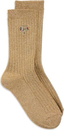 Undercover Logo Embroidered Rib Crew Socks in Gold at Nordstrom