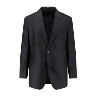 Gucci Zijden Blazer - Heren - Jassen - Grijs - Maat: L Zijde