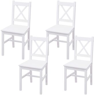 Hhg Hhg - Nunca Usado] Juego De 4 Sillas De Comedor 481, Sill&oacute;n Silla De Cocina, Madera Maciza Casa De Campo, Blanco