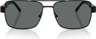 Ferrari 59mm Polarized Rectangular Sunglasses in Black Matte /Polar Dark Grey at Nordstrom