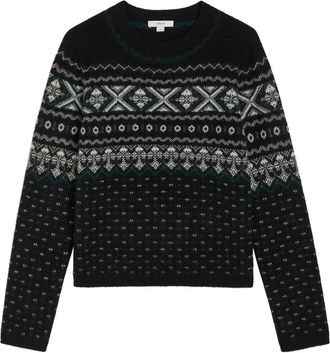 Vince Boiled Fair Isle Cashmere Jumper - Black - S (UK8-10 / S)