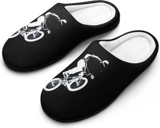 Generic BMX Bike Mens House Slippers Memory Foam Washable Cotton Slip on Home Shoes