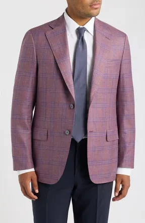 Samuelsohn Purple Check Slub Wool Blend Sport Coat in Lilac at Nordstrom, Size 48