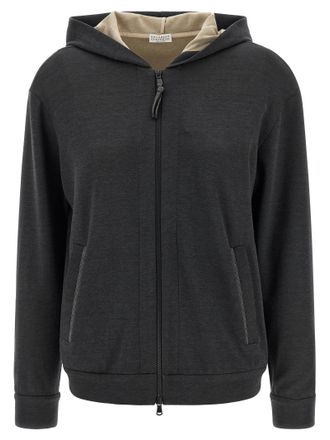 Brunello Cucinelli Gray Cotton Womens Hoodie