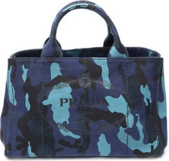 Prada Pre-owned Womens Medium Canapa Tote Handbag - Blue/Navy - One Size